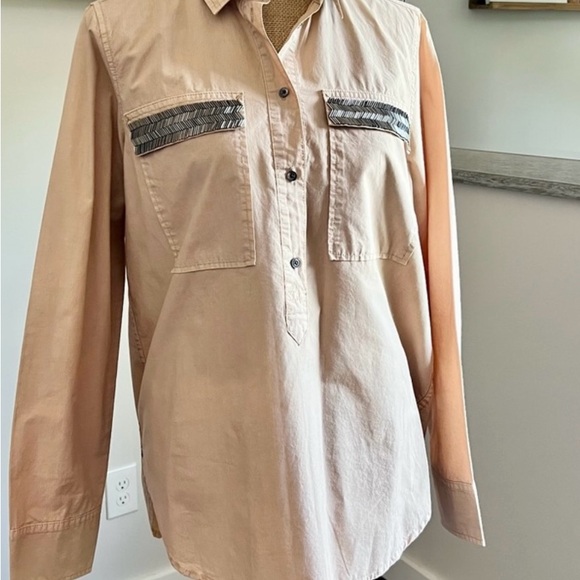 J. Crew Pink Embellished Button‎ Down - Picture 2 of 5